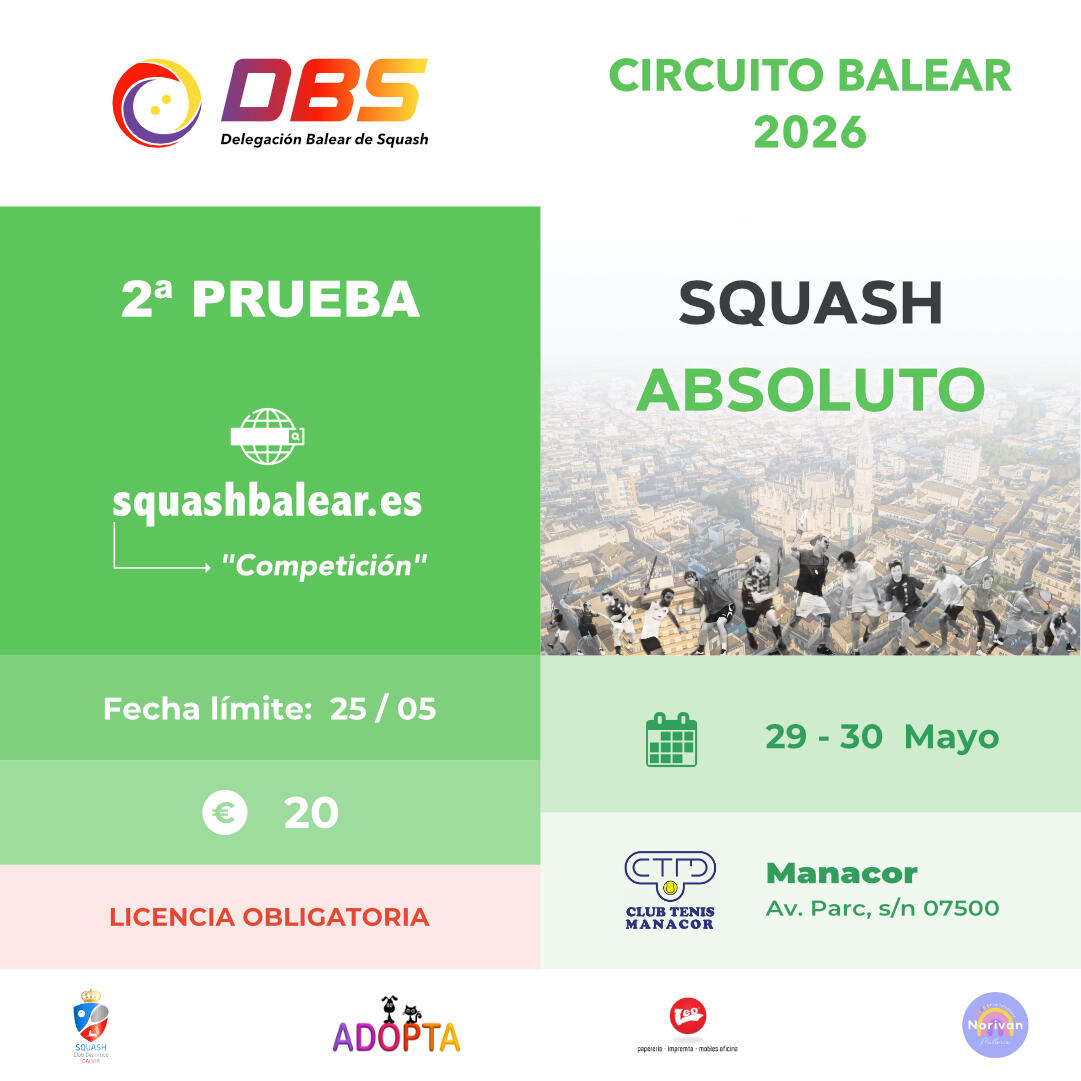 Ranking Balear Squash 📊 Ranking Balear Squash Mayo / Junio 2025